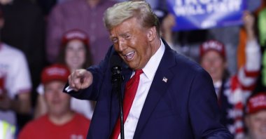 Republican presidential candidate and former U.S. President Donald Trump gestures at a campaign rally in Grand Rapids, Michigan, U.S., Nov. 4, 2024. (EPA Photo)