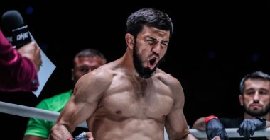 Türkiye’s MMA fighter Halil Amir reacts during a fight. (Courtesy of Lara Badreddine)
