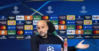 Manchester City’s coach Pep Guardiola gives a news conference on the eve of their UEFA Champions League football match against Sporting CP at Alvalade stadium, Lisbon, Portugal, Nov. 4, 2024. (AFP Photo)