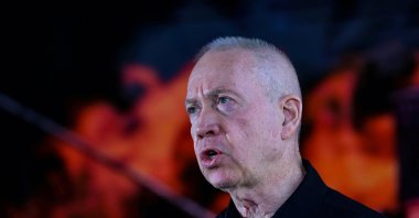 Israel&#039;s Defense Minister Yoav Gallant speaks at the Mount Herzl military cemetery in Jerusalem, Oct. 27, 2024. (Reuters File Photo)