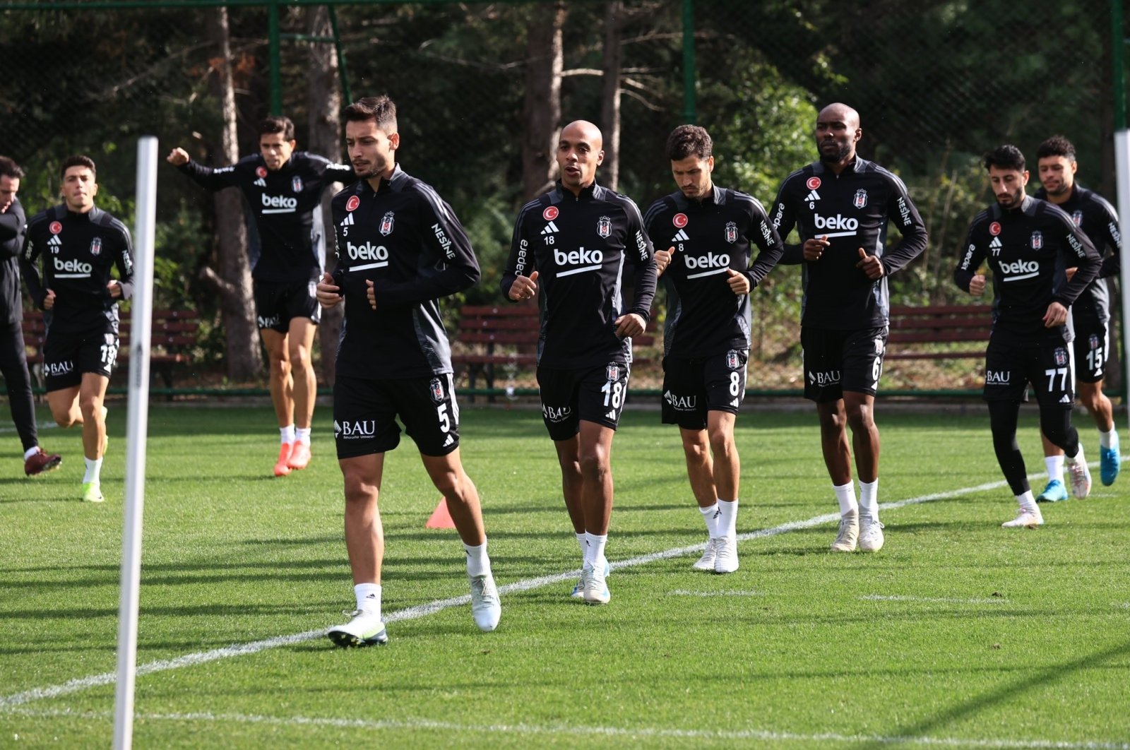 Beşiktaş players train ahead of the Europa League match against Malmo, Istanbul, Türkiye, Nov. 5, 2024. (IHA Photo)