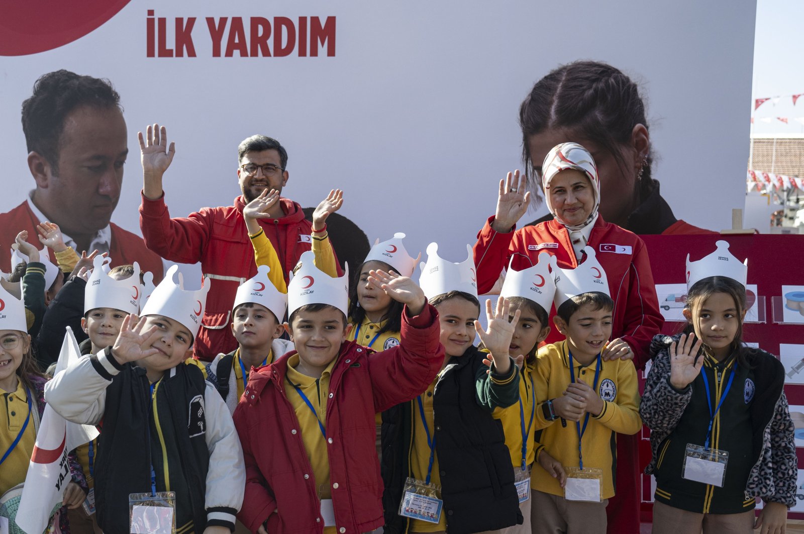 Turkish Red Crescent President Professor Dr. Fatma Meriç Yılmaz meets with students during a Kızılay Week event at the Etimesgut campus, Ankara, Türkiye, Nov. 5, 2024. (AA Photo)