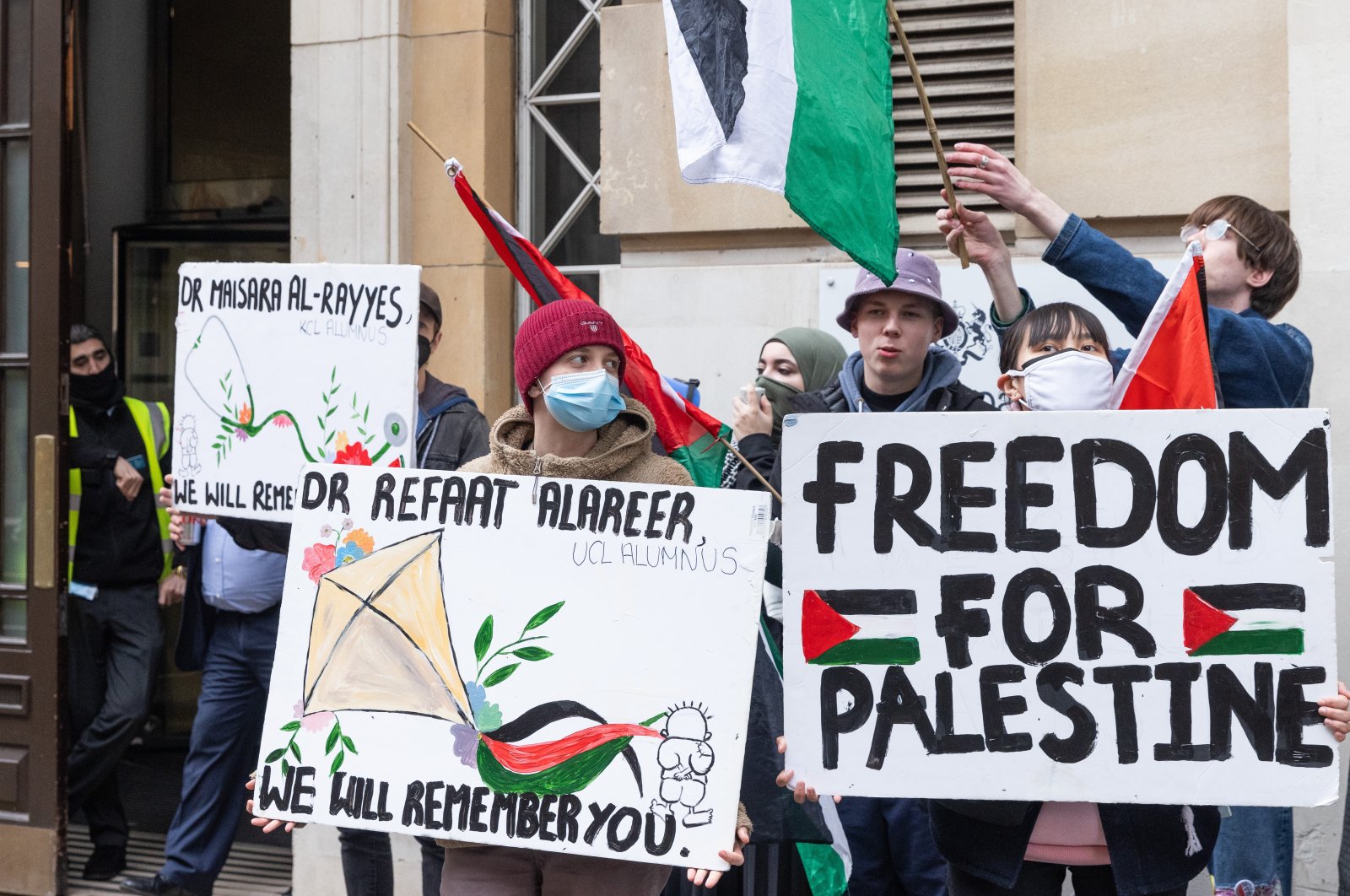 Pro-Palestinian students protest outside the Department for Education, London, U.K., March 22, 2024. (Getty Images)