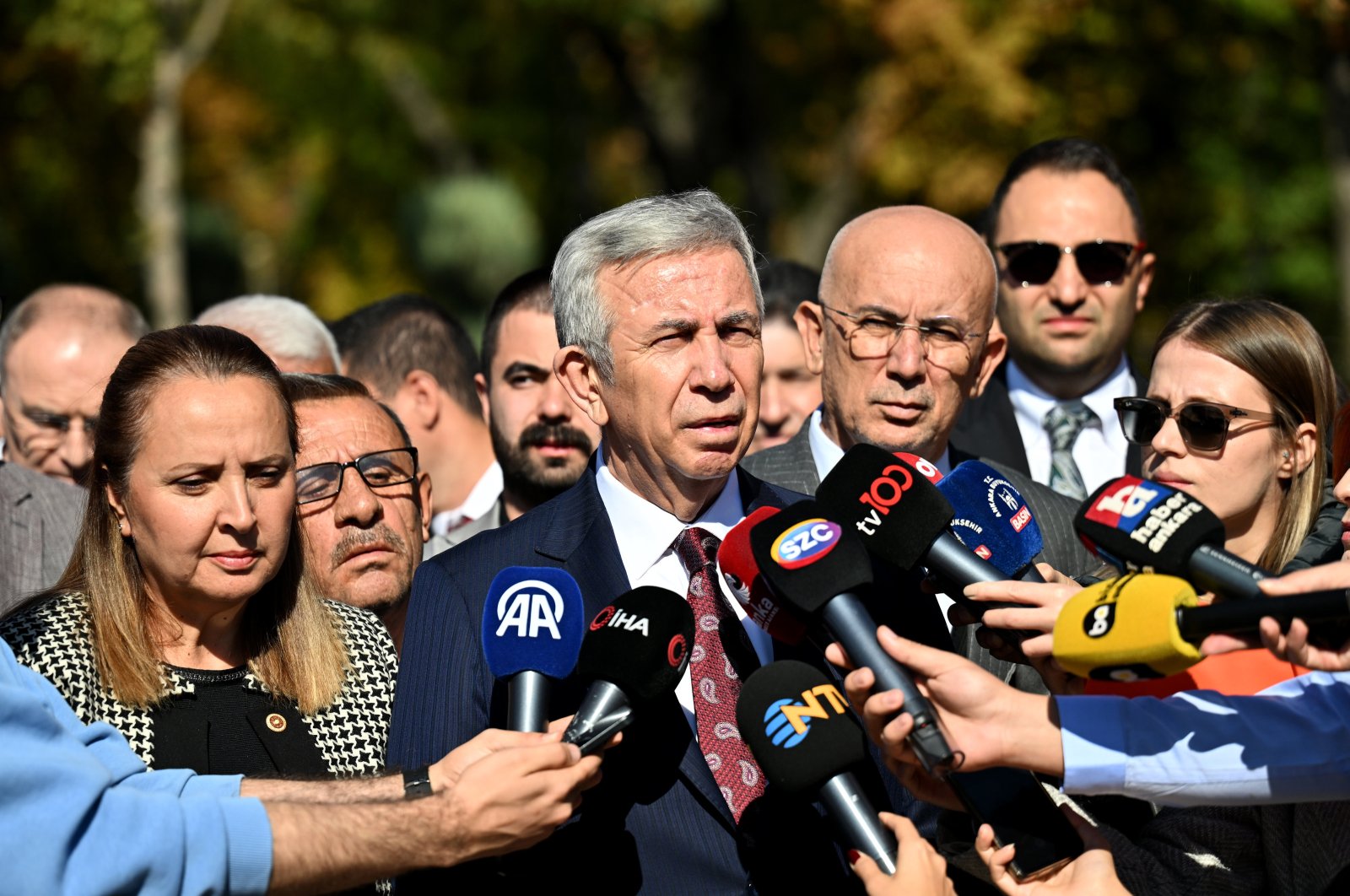 Ankara Metropolitan. Municipality Mayor Mansur Yavaş speaks at an inauguration ceremony in Ankara, Oct. 26, 2024. (AA Photo)