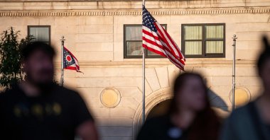 Voters leave from a polling place in Cincinnati, Ohio, U.S., Nov. 5, 2024. (AFP Photo)