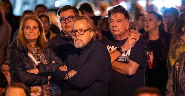 People watch as results are reported at an election watch party in the Mission District of San Francisco, California, U.S., Nov. 5, 2024. (AFP Photo)
