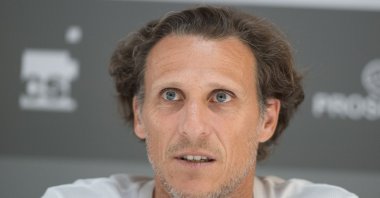 Former footballer and professional tennis player Diego Forlan speaks during a press conference of the Uruguay Open ATP Challenger Tour at the Carrasco Lawn Tennis Club, Montevideo, Uruguay, Nov. 5, 2024. (AFP Photo)