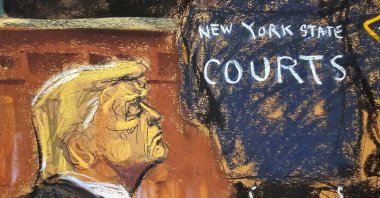 A courtroom sketch of now President-elect Donald Trump as he reacts as the verdict is read in his criminal trial, New York City, U.S. May 30, 2024. (Reuters Photo)