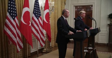 Then U.S. President Donald Trump and President Recep Tayyip Erdoğan hold a news conference in the East Room of the White House, Washington, U.S., Nov. 13, 2019. (Getty Images Photo)