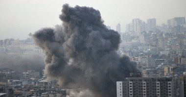 Smoke rises after an Israeli strike in the Dahieh district in Beirut, Lebanon, Nov. 6, 2024. (EPA Photo)