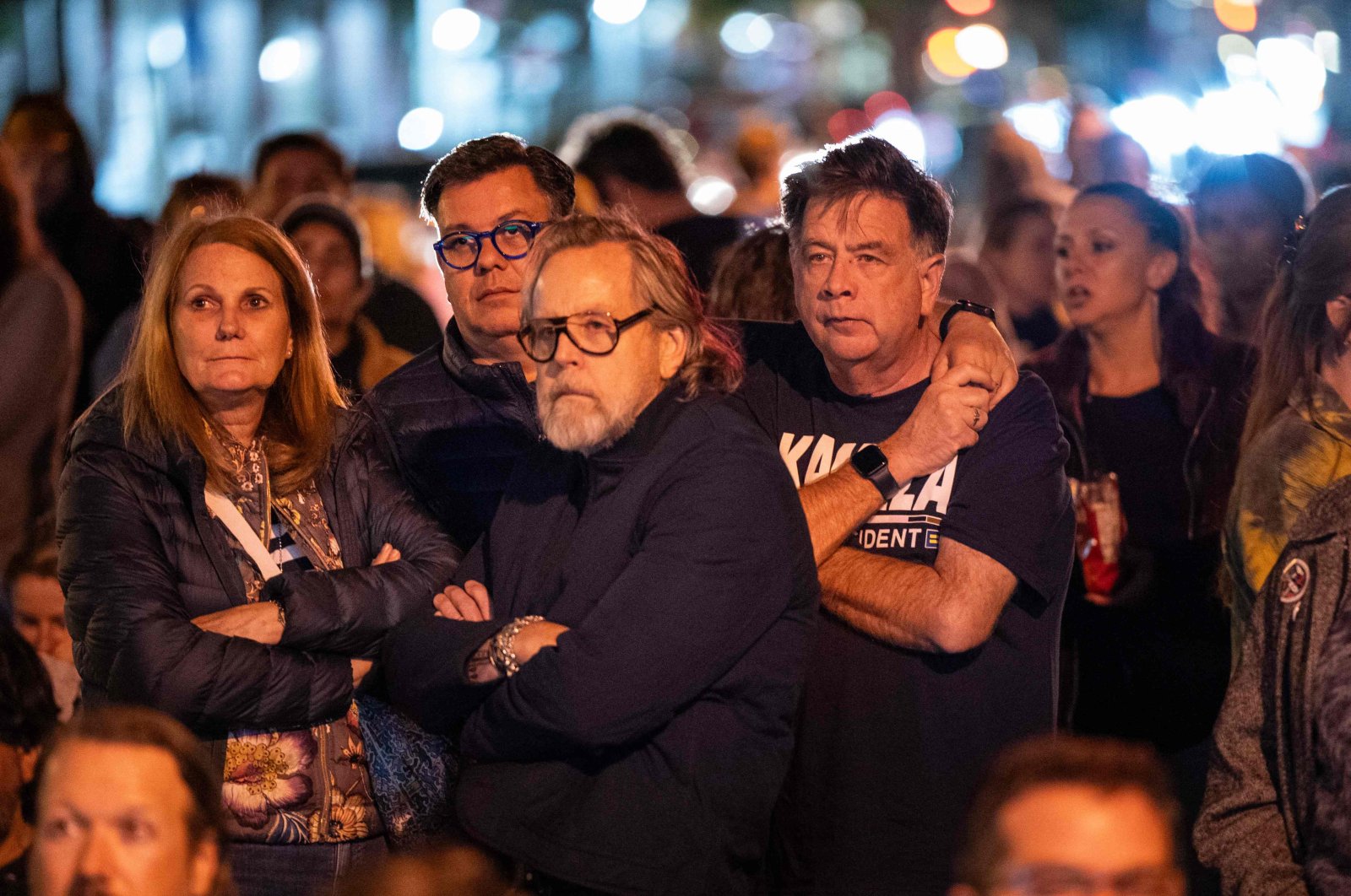 People watch as results are reported at an election watch party in the Mission District of San Francisco, California, U.S., Nov. 5, 2024. (AFP Photo)