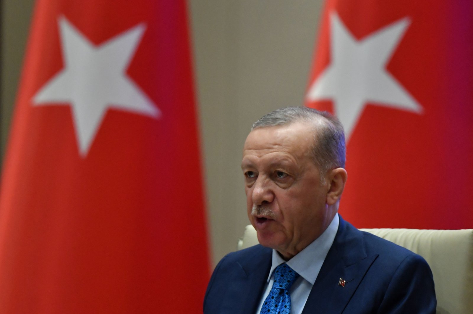 Turkish President Recep Tayyip Erdoğan gives a press conference in Bishkek, Kyrgyzstan, Nov. 5, 2024. (AFP Photo)