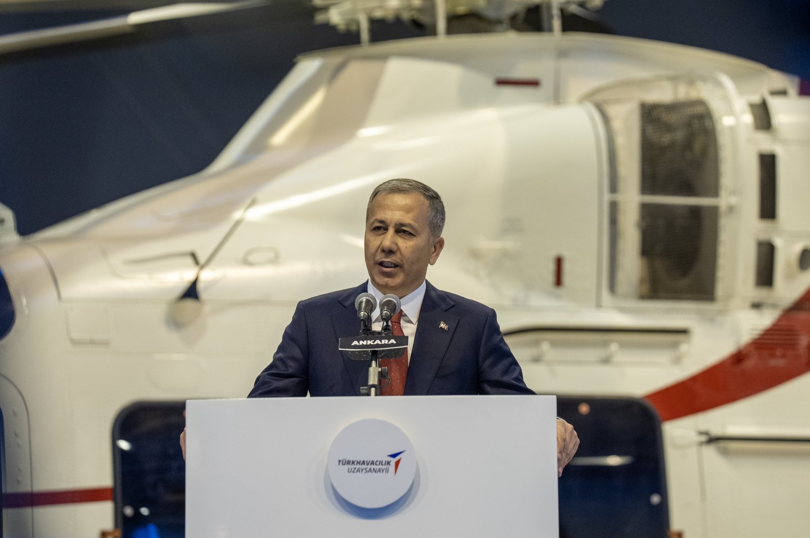 Interior Minister Ali Yerlikaya delivers a speech at an event, Ankara, Türkiye, Oct. 29, 2024. (AA Photo)