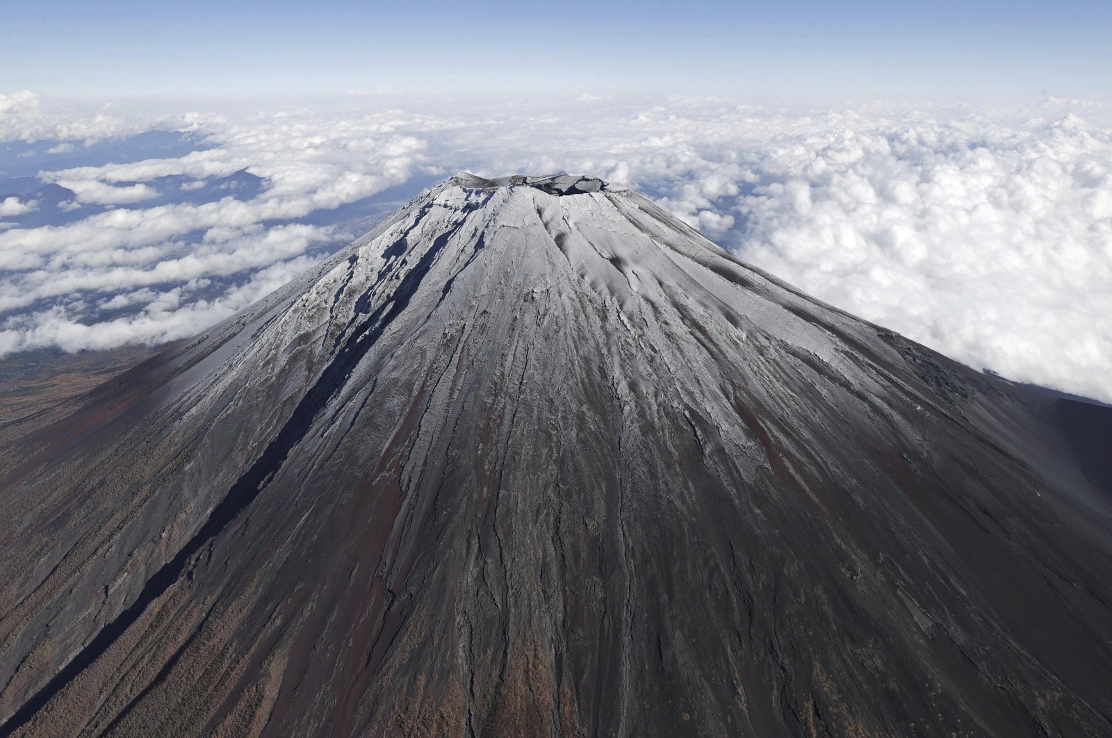 Mount Fuji in Japan is covered with snow, Nov. 6, 2024. (AP Photo)