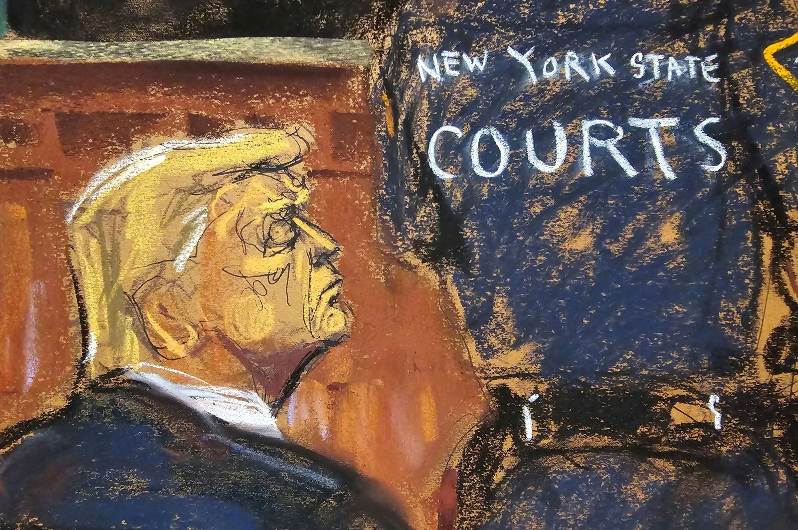 A courtroom sketch of now President-elect Donald Trump as he reacts as the verdict is read in his criminal trial, New York City, U.S. May 30, 2024. (Reuters Photo)