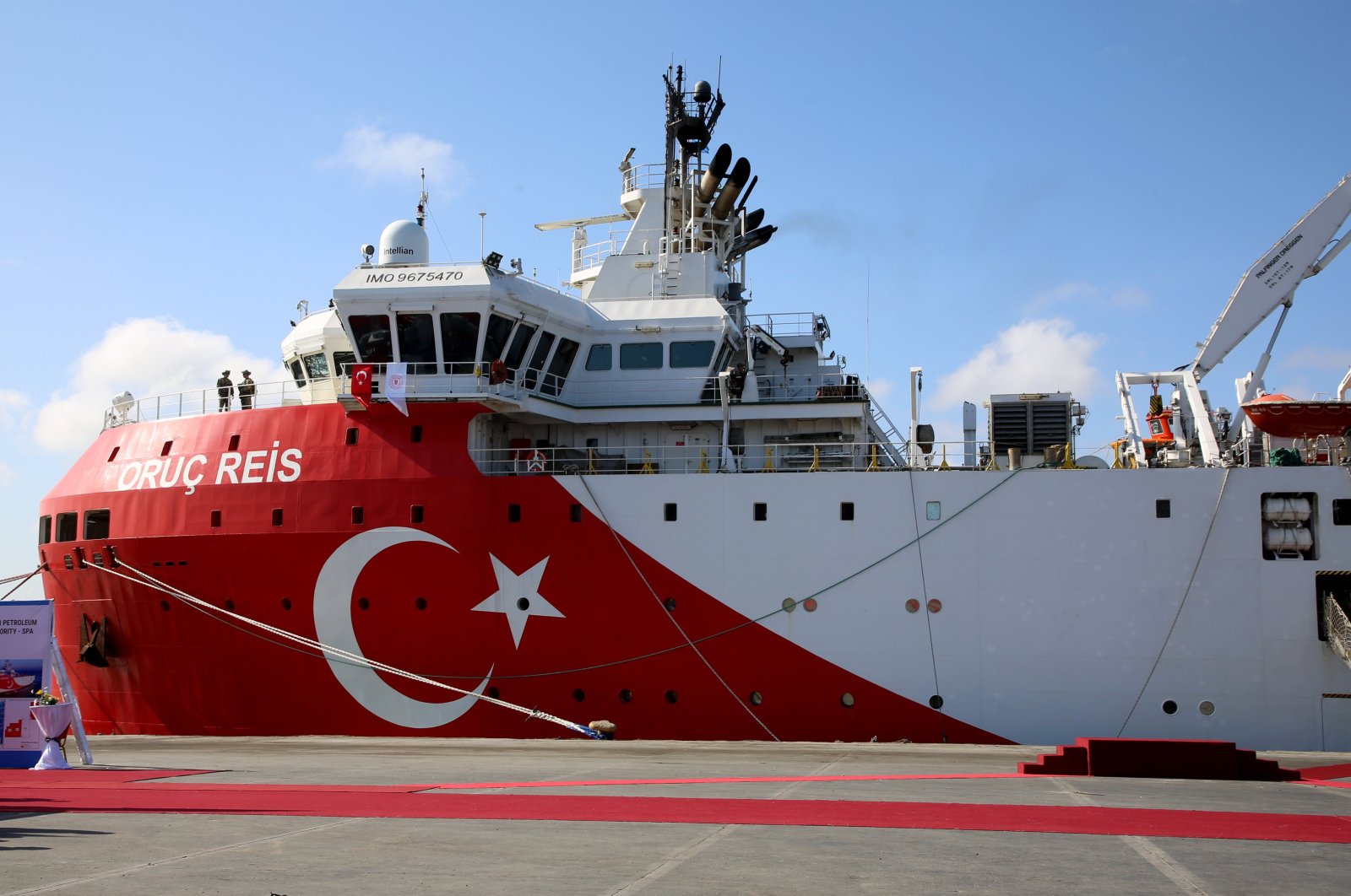 Turkish research vessel Oruç Reis docks after arriving in Somalia to conduct seismic surveys for oil and natural gas, Mogadishu, Somalia, Oct. 25, 2024. (AA Photo)