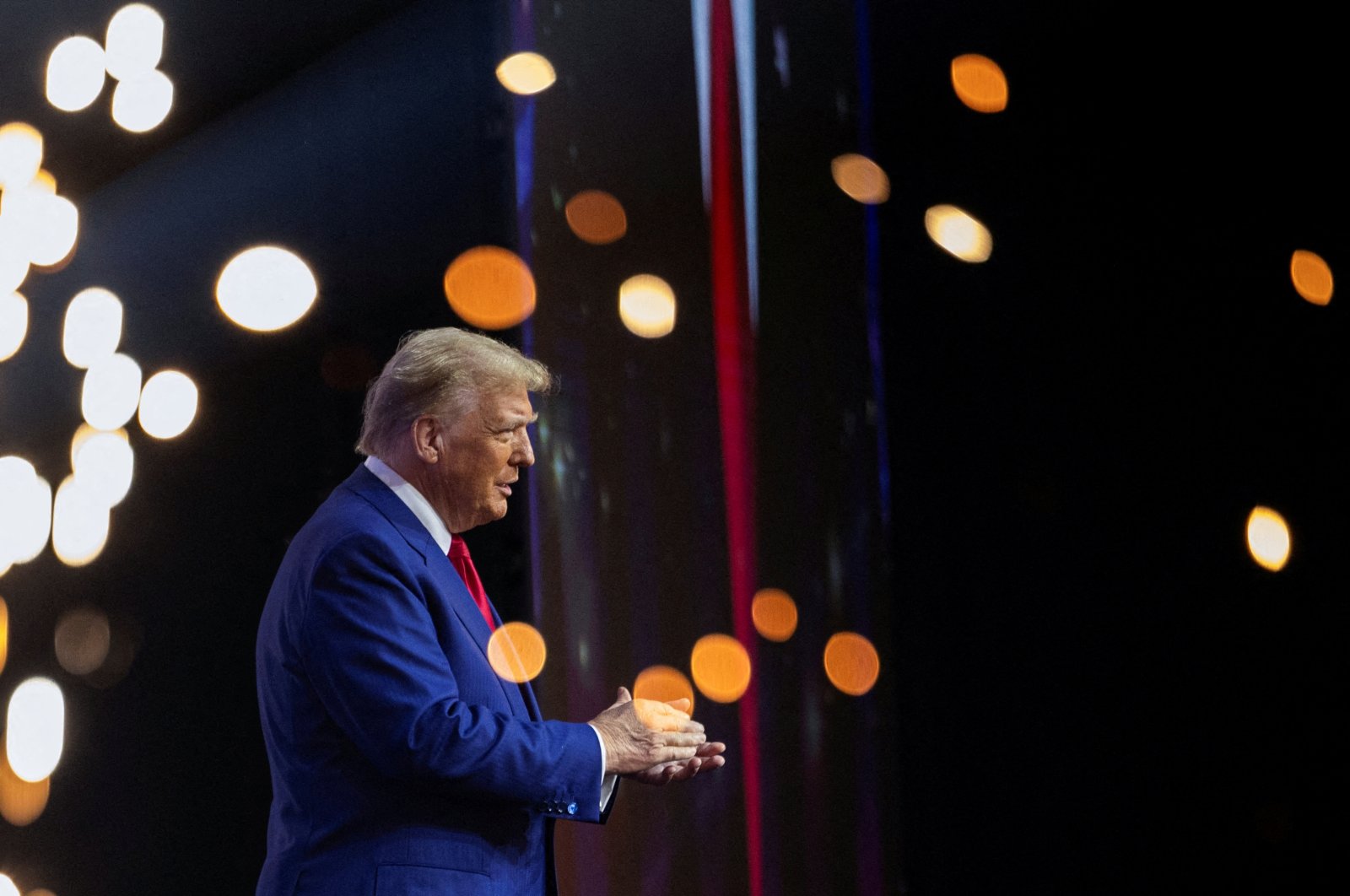 Republican presidential nominee and former U.S. President Donald Trump attends a campaign event sponsored by conservative group Turning Point USA, in Duluth, Georgia, U.S., Oct. 23, 2024. (Reuters File Photo)