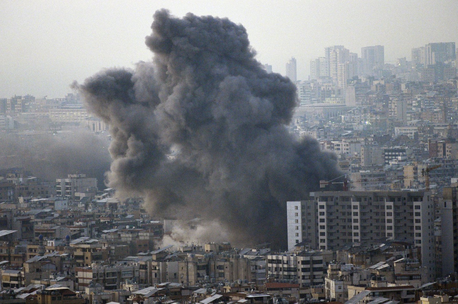 Smoke rises after an Israeli strike in the Dahieh district in Beirut, Lebanon, Nov. 6, 2024. (EPA Photo)