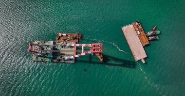 Grand Faw Port, which is under construction in southern Iraq and will be one of the largest ports in the Middle East with the world&#039;s longest breakwater of 14,523 meters (9.02 miles), will be a part of the Development Road Project, Basra, Iraq, Nov. 6, 2024. (AA Photo)