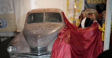This Warszawa M-20, the first vehicle to leave a car factory in Poland after World War II, is now on public display at a private museum in Otrebusy, central Poland, Nov. 6, 2024. (AP Photo)