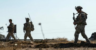 U.S. soldiers patrol an area controlled by the PKK/YPG terrorist group, Hassakeh, Syria, Oct. 28, 2024. (AFP Photo)