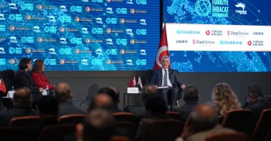 Trade Minister Ömer Bolat (C) attends the Türkiye Export Mobilization program at the Turkuvaz Media Center in Istanbul, Türkiye, Nov. 7, 2024. (AA Photo)