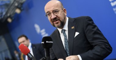 EC President Charles Michel speaks to the media in Budapest, Hungary, Nov. 7, 2024. (AFP Photo)