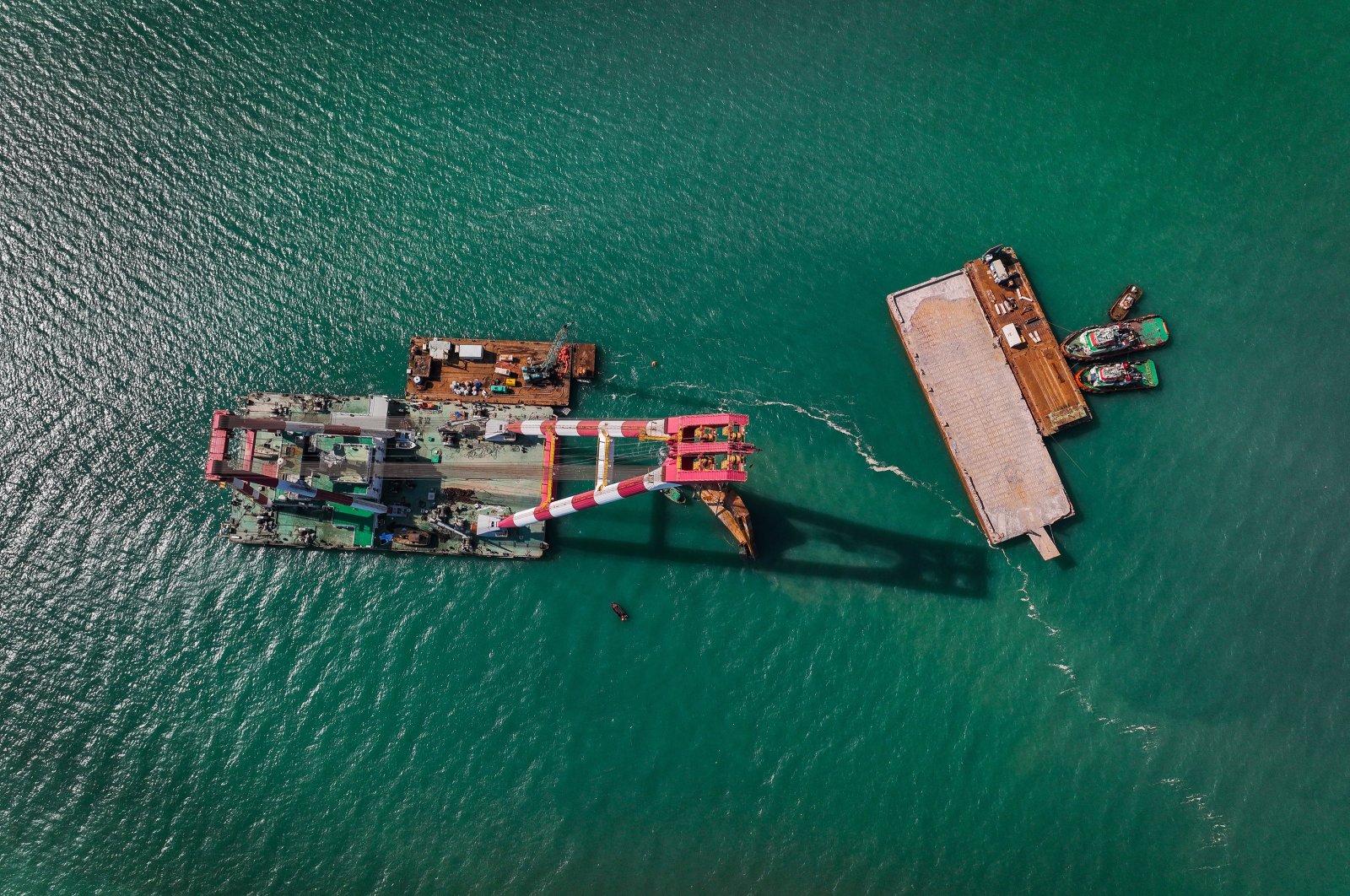 Grand Faw Port, which is under construction in southern Iraq and will be one of the largest ports in the Middle East with the world&#039;s longest breakwater of 14,523 meters (9.02 miles), will be a part of the Development Road Project, Basra, Iraq, Nov. 6, 2024. (AA Photo)