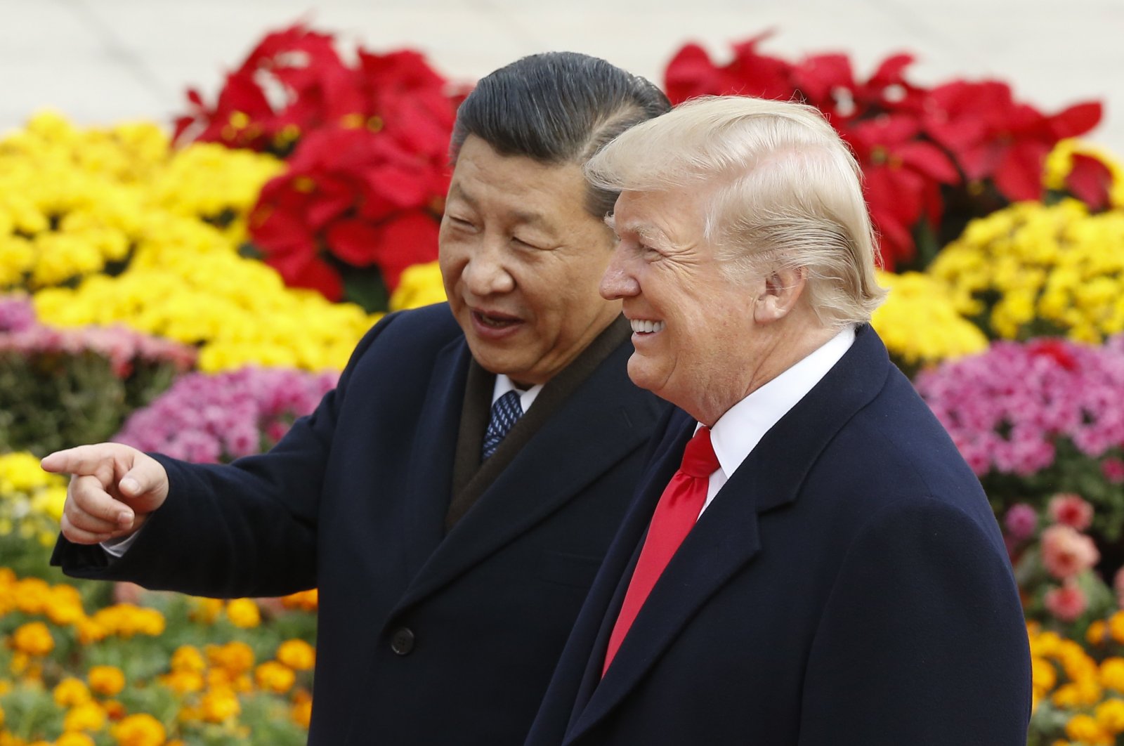 Chinese President Xi Jinping and then-U.S. President Donald Trump attend a welcoming ceremony in Beijing, China, Nov. 9, 2017. (Getty Images)