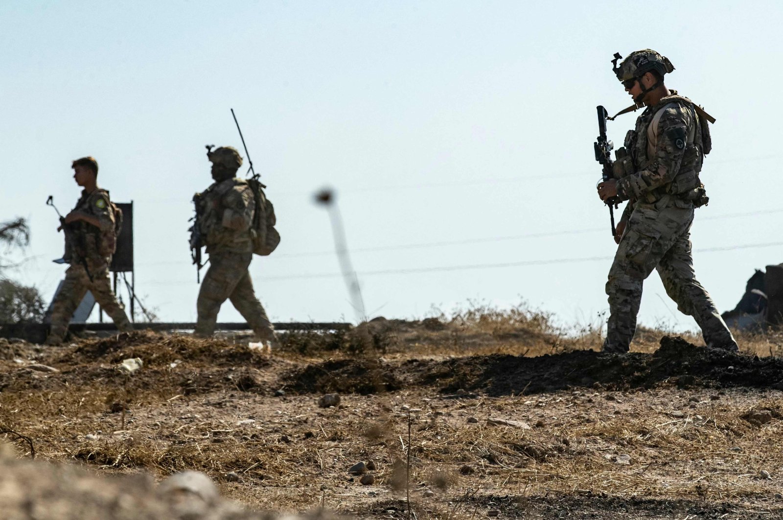 U.S. soldiers patrol an area controlled by the PKK/YPG terrorist group, Hassakeh, Syria, Oct. 28, 2024. (AFP Photo)