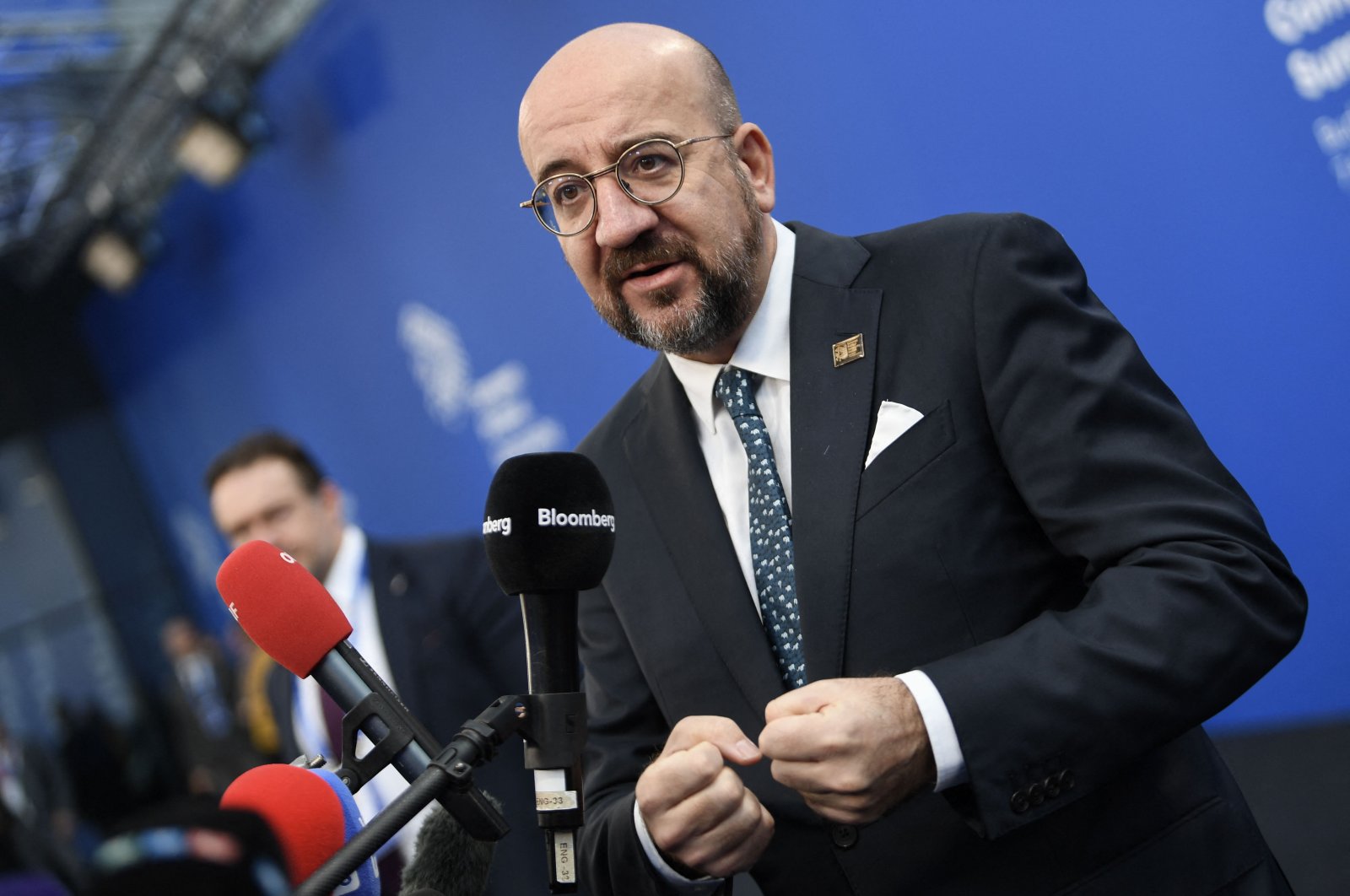 EC President Charles Michel speaks to the media in Budapest, Hungary, Nov. 7, 2024. (AFP Photo)