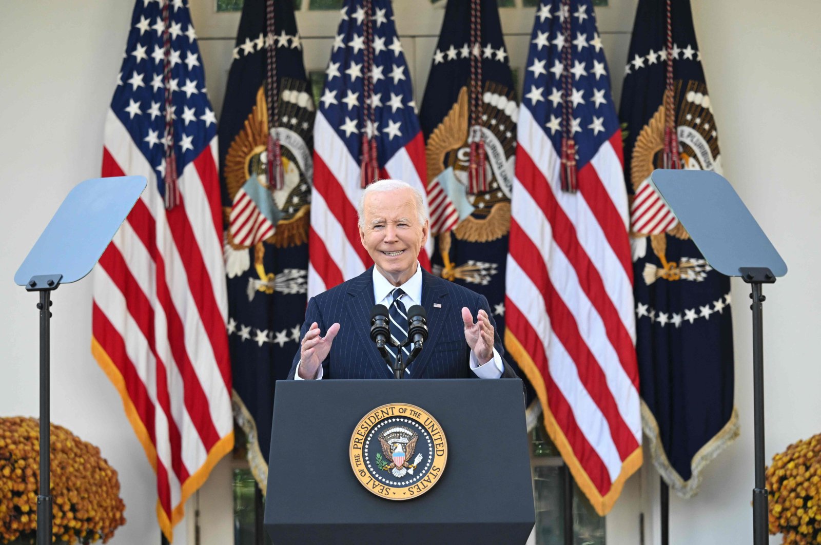 U.S. President Joe Biden addresses the nation from the Rose Garden of the White House in Washington, D.C., Nov. 7, 2024. (AFP Photo)