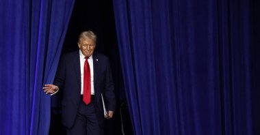 Republican presidential nominee, former U.S. President Donald Trump arrives to speak during an election night event at the Palm Beach Convention Center, West Palm Beach, Florida, U.S., Nov. 6, 2024. (AFP Photo)
