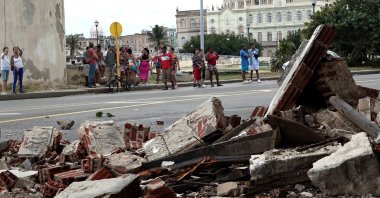 Debris is seen on a street following the passage of Hurricane Rafael, Havana, Cuba, Nov. 7, 2024. (EPA Photo)