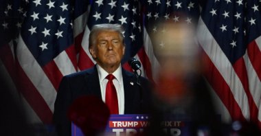 Republican presidential nominee and former U.S. President Donald Trump takes the stage following early results from the 2024 U.S. presidential election, West Palm Beach, Florida, U.S., Nov. 6, 2024. (Reuters Photo)