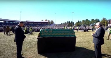 Funeral of FETÖ leader Fetullah Gülen at Skyland Stadium in New Jersey, Oct. 24, 2024. (IHA File Photo)