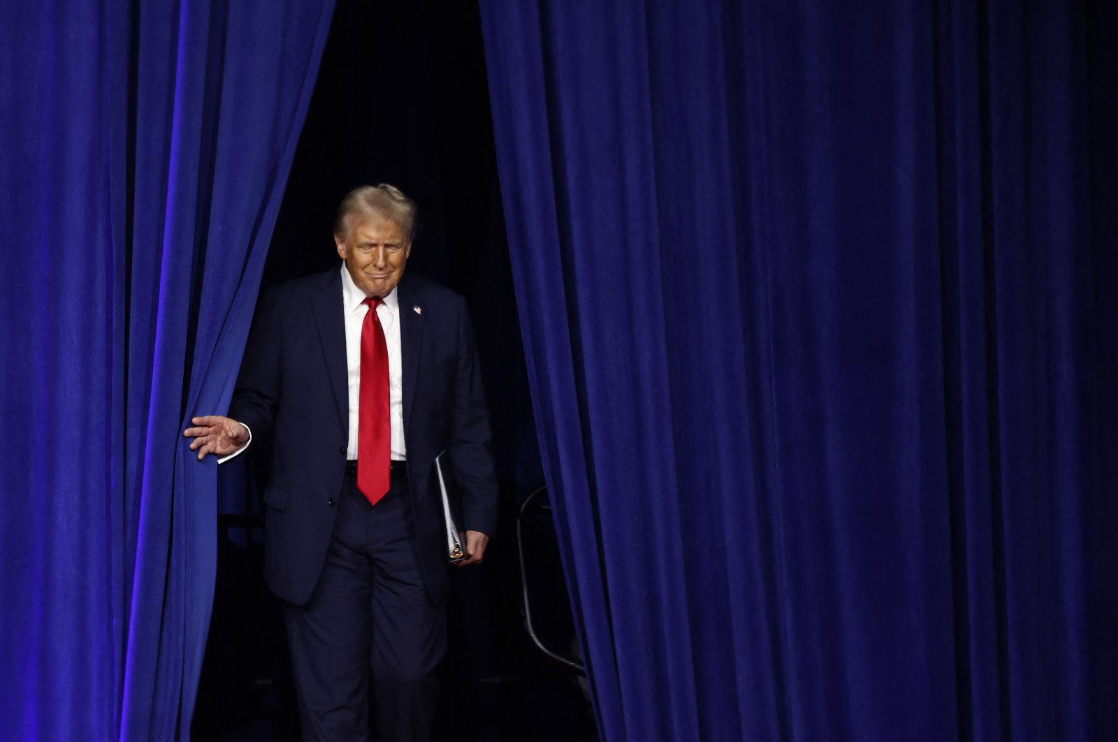 Republican presidential nominee, former U.S. President Donald Trump arrives to speak during an election night event at the Palm Beach Convention Center, West Palm Beach, Florida, U.S., Nov. 6, 2024. (AFP Photo)