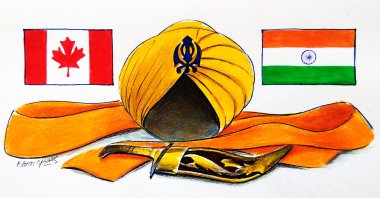 "Canada accused Indian government agents of collecting information on Canadians of South Asian origin, including Sikh activists, and passing that on to an organized crime network to carry out extortion, intimidation and murder." (Illustration by Erhan Yalvaç)