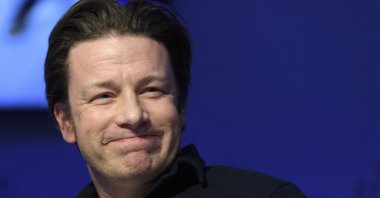 British chef Jamie Oliver attends a panel session during the 47th annual meeting of the World Economic Forum in Davos, Switzerland, Jan. 18, 2017. (AP Photo)