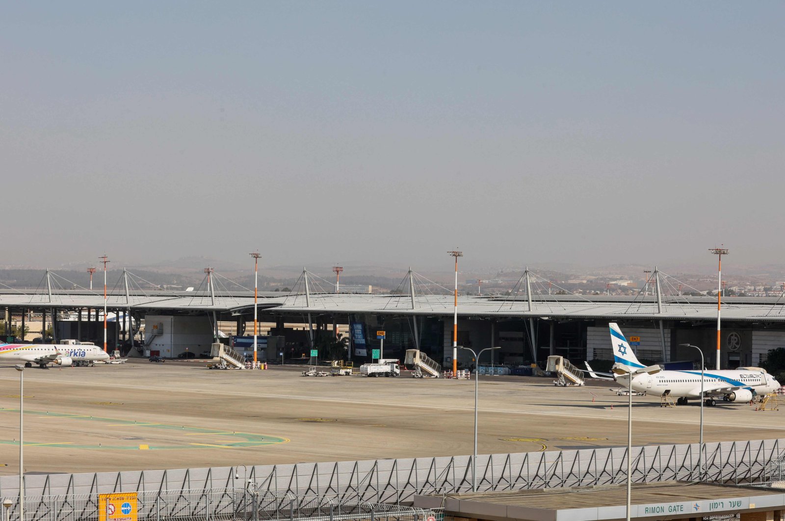 A picture shows airplanes on the tarmac at Israel&#039;s Ben Gurion Airport near Tel Aviv, Israel, Nov. 6, 2024. (AFP Photo)