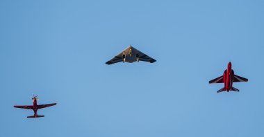 Aircraft perform during a Turkish Aerospace Industries (TAI) ceremony in Ankara, Türkye, Oct. 29, 2024. (AA Photo)