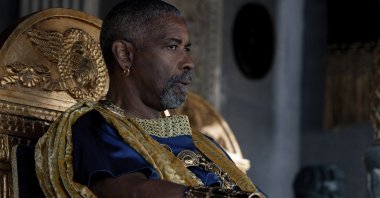 This image released by Paramount Pictures shows Denzel Washington in a scene from &quot;Gladiator II.&quot; (AP Photo)