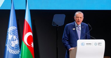 President Recep Tayyip Erdoğan delivers a statement during the United Nations climate change conference, known as COP29, Baku, Azerbaijan, Nov. 12, 2024. (Reuters Photo)