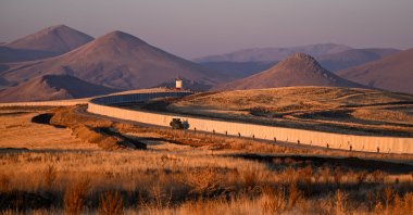 A view shows the security wall constructed along Türkiye's eastern border with Iran, designed to enhance border security and control, Nov. 6, 2024. (AA Photo)