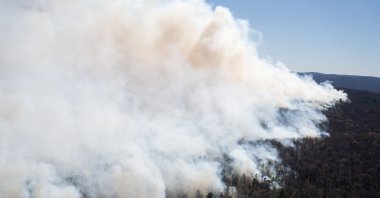 Smoke rises from the Jennings Creek Wildfire impacting Passaic County, NJ and Orange County, NY near Jennings Creek, New Jersey, U.S., Nov. 9, 2024. (Reuters Photo)