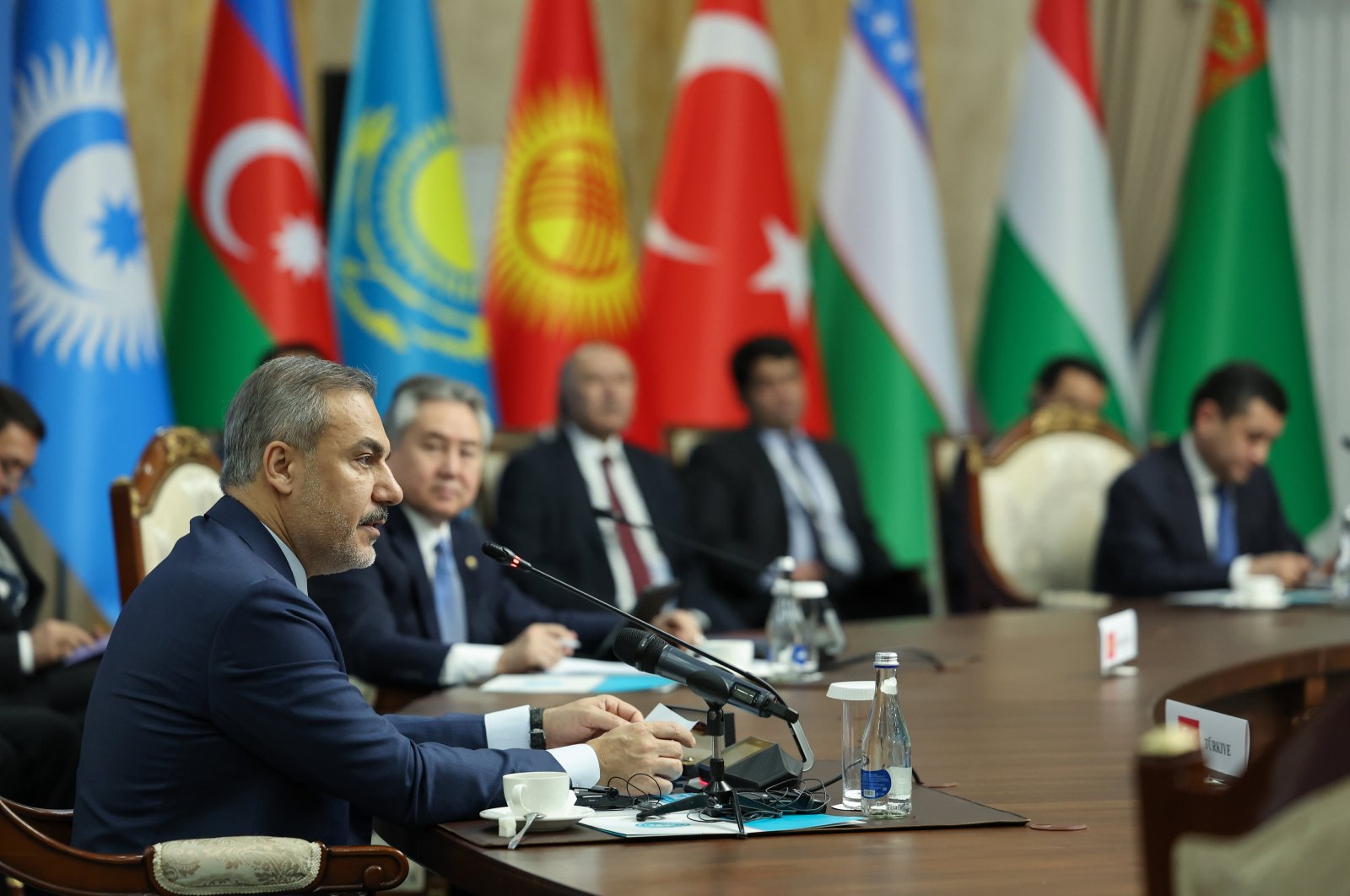 Foreign Minister Hakan Fidan attends the Council of Foreign Ministers Meeting of the Organization of Turkic States (OTS), Bishkek, Kyrgyzstan, Nov. 6, 2024. (AA Photo)