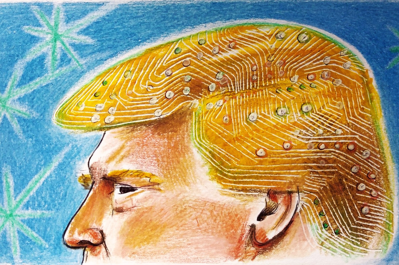 &quot;Trump&#039;s presidency will undoubtedly influence not only U.S. policies but also the global system at large. One of the most affected domains will be technology.&quot; (Illustration by Erhan Yalvaç)