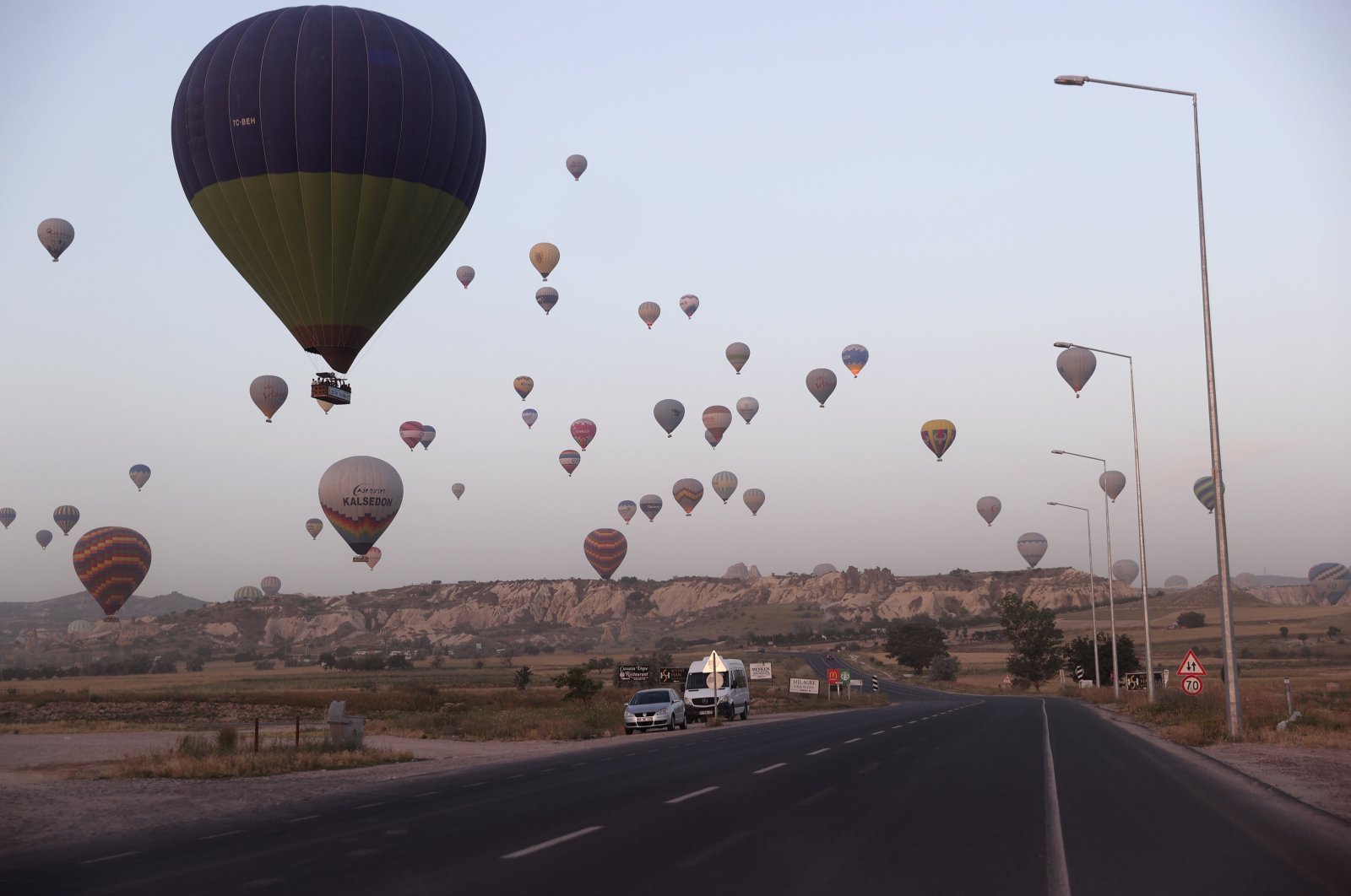 Hot air balloons float over Cappadocia, central Türkiye, Oct. 23, 2024. (AA Photo)