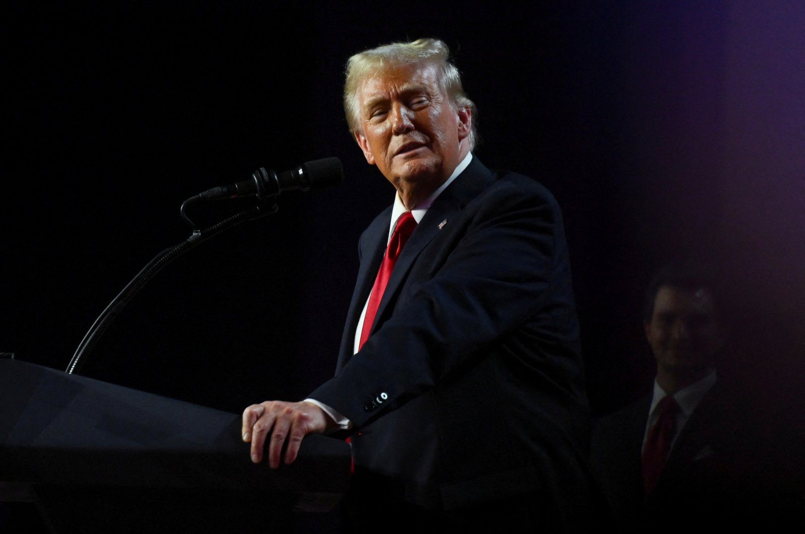 President-elect Donald Trump takes the stage following early results from the 2024 U.S. presidential election in Palm Beach County Convention Center, West Palm Beach, Florida, U.S., Nov. 6, 2024. (Reuters Photo)