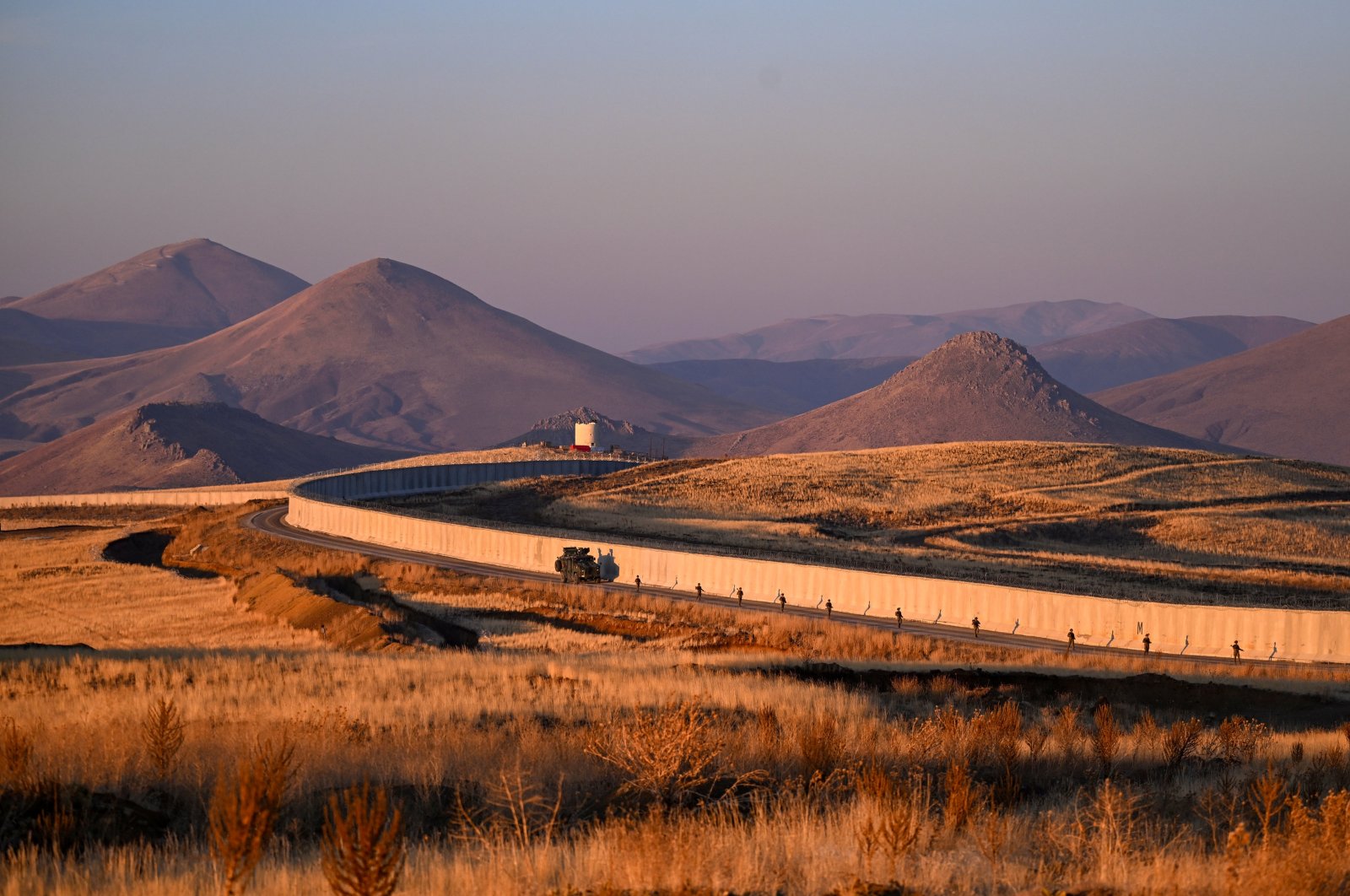 A view shows the security wall constructed along Türkiye&#039;s eastern border with Iran, designed to enhance border security and control, Nov. 6, 2024. (AA Photo)